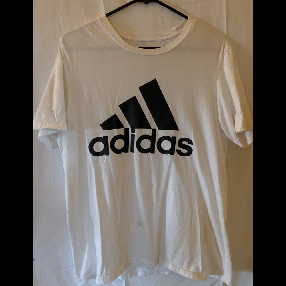 Adidas white t-shirt with brand detail size M